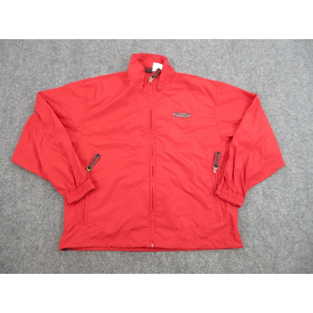 VTG Spyder Jacket Mens Small Red Full Zip Windbreaker Lined Adjustable Ski Shell